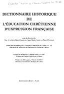 Copertina  Dictionnaire historique de l'éducation chrétienne d'expression française