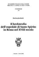 Copertina  Il brefotrofio dell'Ospedale di Santo Spirito in Roma nel 18. secolo